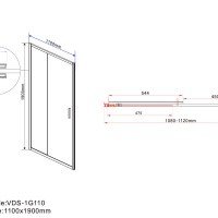 Vincea Garda VDS-1G110CL Душевая дверь 1100*1900 мм (профиль хром | витраж прозрачное стекло)