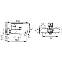 FERRO Algeo Square Black BAQ1BLC Смеситель для ванны (хром | чёрный)