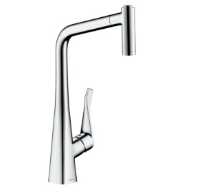 Hansgrohe Metris M71 73801000 Высокий смеситель для кухни с вытяжным изливом (хром)