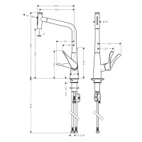 Hansgrohe Metris Select M71 73820000 Высокий смеситель для кухни с вытяжным изливом (хром)